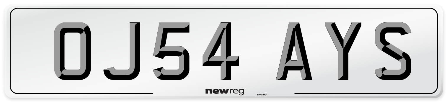 OJ54 AYS Number Plate from New Reg